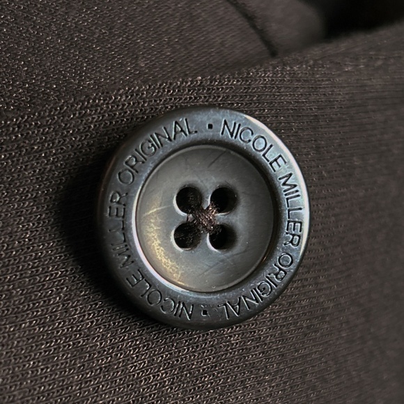 *Nicole Miller Original Cardigan Blazer Cotton Boyfriend Jacket w/ Pockets Black - Picture 5 of 9